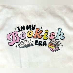 NWT "In My Bookish Era" White Cotton Tote with Colorful Graphic Print